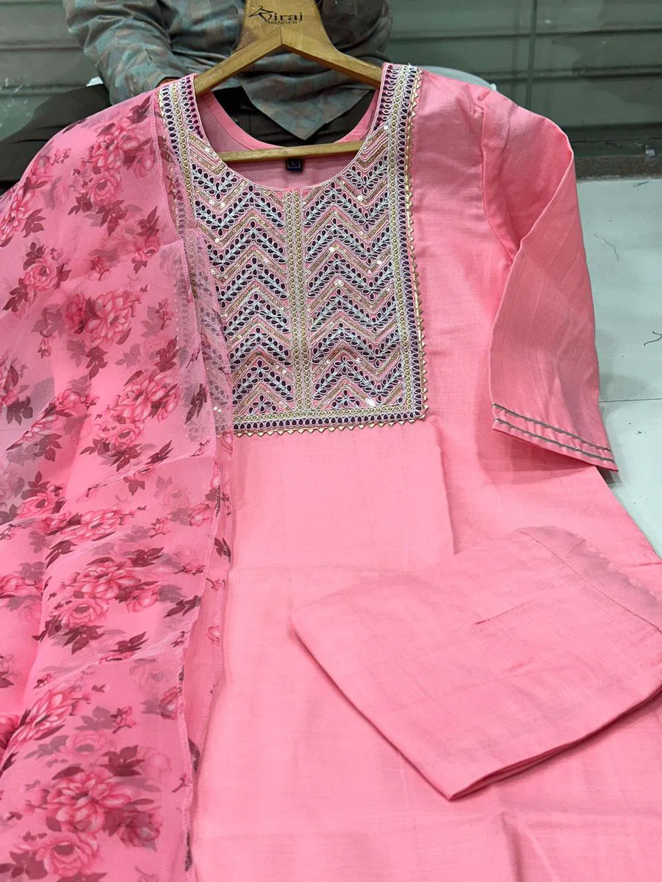 VT Designer Cotton Embroidery Kurti With Bottom Dupatta Wholesale Clothing Distributors in India